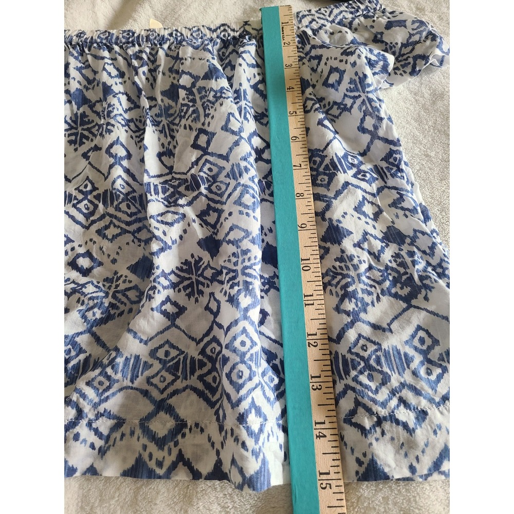 Cloth & Stone Charleston Off the Sholder Top Blue White Boho Size S Lightweight - Picture 6 of 7